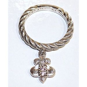 Judith Ripka 925 Sterling Silver Diamonique CZ Fleur de Lis Ring